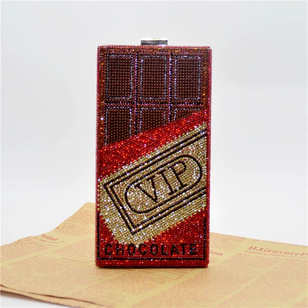 Amazing / Unique Red Rhinestone Square Chocolate Clutch Bags 2021