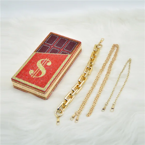 Amazing / Unique Rhinestone Square Dollar Chocolate Clutch Bags 2021