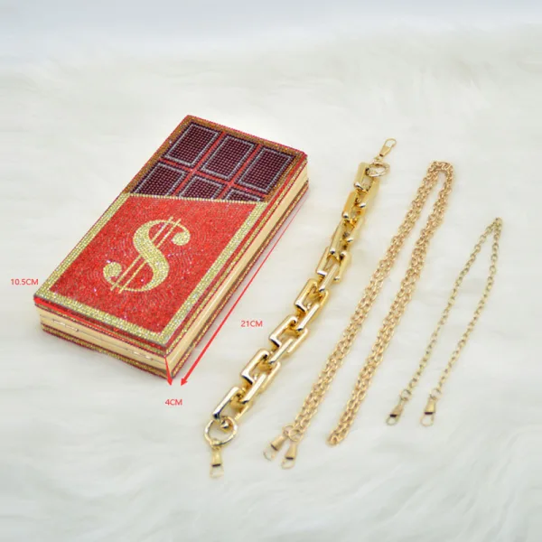 Amazing / Unique Rhinestone Square Dollar Chocolate Clutch Bags 2021