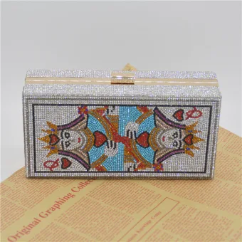 Amazing Unique Silver Rhinestone Square Poker Clutch Bags 2021