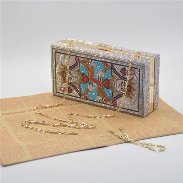 Unique Argenté Faux Diamant Carrés Poker Pochette 2021