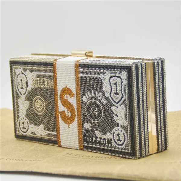 Unique Noire Faux Diamant Carrés Dollar Pochette 2021