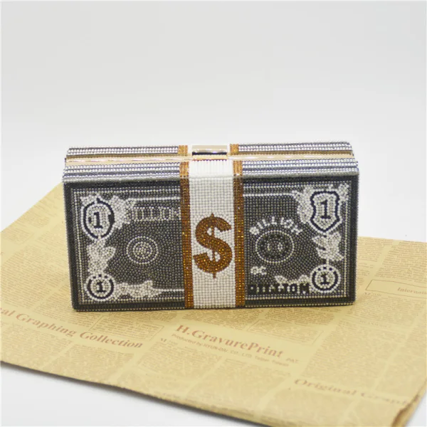 Unique Noire Faux Diamant Carrés Dollar Pochette 2021