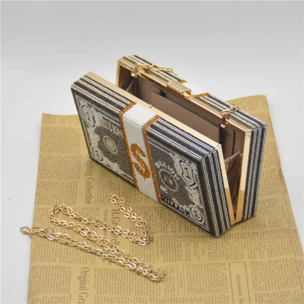 Unique Noire Faux Diamant Carrés Dollar Pochette 2021