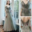 Abordable Vert Cendré Robe Demoiselle D'honneur 2021 Princesse Dos Nu Appliques En Dentelle Perlage Longue Volants
