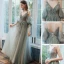 Abordable Vert Cendré Robe Demoiselle D'honneur 2021 Princesse Dos Nu Appliques En Dentelle Perlage Longue Volants