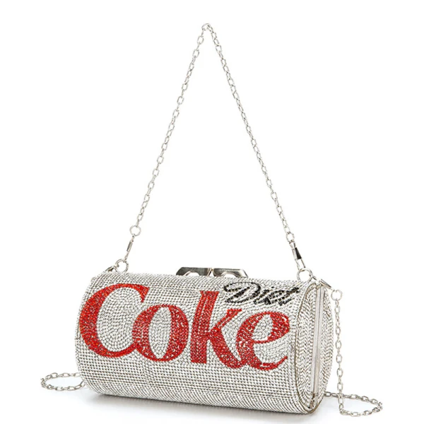 Sparkly Silver Rhinestone Round Coke Clutch Bags 2021