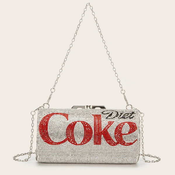 Sparkly Silver Rhinestone Round Coke Clutch Bags 2021