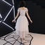 Chic / Belle Ivoire Robe De Cocktail 2018 Princesse De l'épaule Manches Courtes Paillettes Asymétrique Volants Dos Nu Robe De Ceremonie