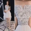 Chic / Belle Ivoire Robe De Cocktail 2018 Princesse De l'épaule Manches Courtes Paillettes Asymétrique Volants Dos Nu Robe De Ceremonie
