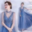 Sexy Ocean Blue Dancing Prom Dresses With Shawl 2021 A-Line / Princess Deep V-Neck Sleeveless Beading Glitter Tulle Floor-Length / Long Ruffle Backless Formal Dresses