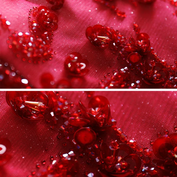 Elegant Rød Gradient-Farge Hvit Dancing Ballkjoler Med Sjal 2021 Prinsesse Kjæreste Uten Ermer Beading Paljetter Glitter Tyll Lange Buste Ryggløse Formelle Kjoler
