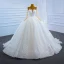 Charmant Blanche La Mariée Robe De Mariée 2021 Robe Boule Transparentes Encolure Dégagée Manches Longues Dos Nu Appliques En Dentelle Fait main Perlage Glitter Tulle