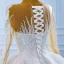 Charmant Blanche La Mariée Robe De Mariée 2021 Robe Boule Transparentes Encolure Dégagée Manches Longues Dos Nu Appliques En Dentelle Fait main Perlage Glitter Tulle