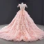 Luxury / Gorgeous Pearl Pink Prom Dresses 2021 Ball Gown Formal Dresses See-through Deep V-Neck Sleeveless Backless Beading Sequins Glitter Tulle Chapel Train