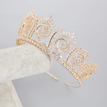 High End Gull Tiara Har Tilbehor 2021 Kobber Zirkon Bryllup Tilbehør