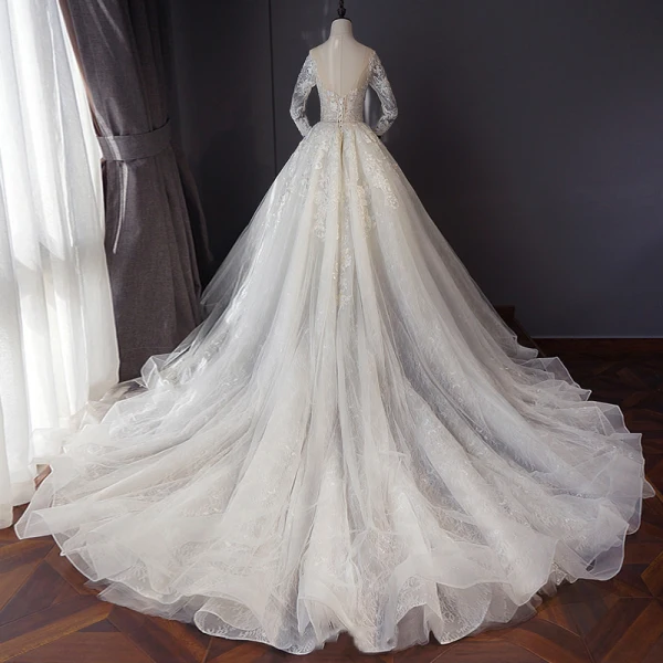 Wholesa A-line Ivory Cap Sleeve See Through Wedding Dresses Beach Bridal Dress main image 0