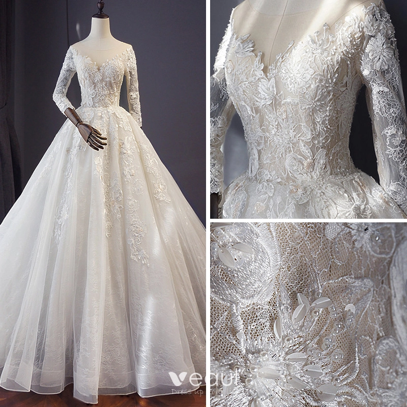 Wholesa A-line Ivory Cap Sleeve See Through Wedding Dresses Beach Bridal Dress