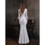 Haut de Gamme Blanche Robe De Soirée 2021 Trompette / Sirène Transparentes Col Haut Manches de cloche Perlage Paillettes Longue Volants Robe De Ceremonie