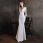 Haut de Gamme Blanche Robe De Soirée 2021 Trompette / Sirène Transparentes Col Haut Manches de cloche Perlage Paillettes Longue Volants Robe De Ceremonie