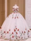 Blomsterfe Elfenben Rose Bryllups Brudekjoler 2021 Ballkjole Kjæreste Uten Ermer Ryggløse Appliques Blonder Blomst Beading Cathedral Train Buste