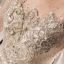 Luxus / Herrlich Champagner Durchsichtige Hochzeits Brautkleider / Hochzeitskleider 2021 Ballkleid Eckiger Ausschnitt Geschwollenes 1/2 Ärmel Rückenfreies Perlenstickerei Pailletten Glanz Tülle Kathedrale Schleppe Rüschen