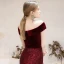 Scintillantes Bordeaux Paillettes Robe De Soirée 2021 Trompette / Sirène De l'épaule Manches Courtes Dos Nu Longue Volants Robe De Ceremonie
