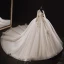 Luxury / Gorgeous Ivory Bridal Wedding Dresses 2021 Ball Gown Deep V-Neck Long Sleeve Backless Appliques Lace Beading Sequins Glitter Tulle Royal Train Ruffle