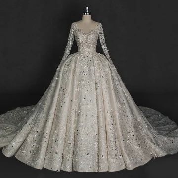 Illusion Elfenben Bröllopsklänningar 2018 Balklänning V Hals Långärmad Halterneck Stjärna Appliqués Pierced Spets Glittriga Glitter Rhinestone Cathedral Train Ruffle