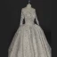 Illusion Ivory Wedding Dresses 2018 Ball Gown V-Neck Long Sleeve Backless Star Appliques Pierced Lace Glitter Rhinestone Cathedral Train Ruffle