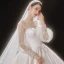 Victorian Style Ivory See-through Bridal Wedding Dresses 2021 Ball Gown High Neck Puffy Long Sleeve Backless Beading Pearl Rhinestone Cathedral Train Ruffle