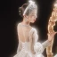 Victorian Style Ivory See-through Bridal Wedding Dresses 2021 Ball Gown High Neck Puffy Long Sleeve Backless Beading Pearl Rhinestone Cathedral Train Ruffle