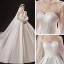 Victorian Style Ivory See-through Bridal Wedding Dresses 2021 Ball Gown High Neck Puffy Long Sleeve Backless Beading Pearl Rhinestone Cathedral Train Ruffle
