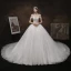 Luxury / Gorgeous White Bridal Wedding Dresses 2021 Ball Gown Off-The-Shoulder Short Sleeve Backless Appliques Lace Handmade  Beading Pearl Cathedral Train Ruffle