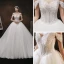 Luxury / Gorgeous White Bridal Wedding Dresses 2021 Ball Gown Off-The-Shoulder Short Sleeve Backless Appliques Lace Handmade  Beading Pearl Cathedral Train Ruffle