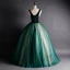 High-end Dark Green Dancing Prom Dresses 2021 Ball Gown V-Neck Sleeveless Appliques Lace Beading Floor-Length / Long Ruffle Backless Formal Dresses