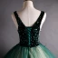 High-end Dark Green Dancing Prom Dresses 2021 Ball Gown V-Neck Sleeveless Appliques Lace Beading Floor-Length / Long Ruffle Backless Formal Dresses