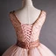 High End Pink Tanzen Ballkleider 2021 Ballkleid Durchsichtige Tiefer V-Ausschnitt Ärmellos Perlenstickerei Pailletten Lange Rüschen Rückenfreies Festliche Kleider