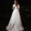Abordable Jardin / Extérieur Blanche Robe De Mariée 2021 Princesse Encolure Carrée Gonflée Manches Courtes Dos Nu Appliques En Dentelle Paillettes Train De Balayage