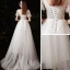 Abordable Jardin / Extérieur Blanche Robe De Mariée 2021 Princesse Encolure Carrée Gonflée Manches Courtes Dos Nu Appliques En Dentelle Paillettes Train De Balayage
