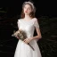 Affordable White Outdoor / Garden Wedding Dresses 2021 A-Line / Princess V-Neck Short Sleeve Backless Butterfly Appliques Lace Beading Pearl Floor-Length / Long Ruffle