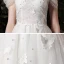 Affordable White Outdoor / Garden Wedding Dresses 2021 A-Line / Princess V-Neck Short Sleeve Backless Butterfly Appliques Lace Beading Pearl Floor-Length / Long Ruffle