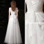 Affordable White Outdoor / Garden Wedding Dresses 2021 A-Line / Princess V-Neck Short Sleeve Backless Butterfly Appliques Lace Beading Pearl Floor-Length / Long Ruffle