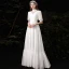 Affordable White Chiffon Outdoor / Garden Wedding Dresses 2021 A-Line / Princess High Neck Puffy 1/2 Sleeves Floor-Length / Long Ruffle