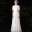 Affordable White Chiffon Outdoor / Garden Wedding Dresses 2021 A-Line / Princess High Neck Puffy 1/2 Sleeves Floor-Length / Long Ruffle