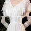Affordable White Lace Outdoor / Garden Wedding Dresses 2021 A-Line / Princess V-Neck Long Sleeve Backless Floor-Length / Long Ruffle