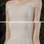 Affordable Ivory Outdoor / Garden Summer Light Wedding Dresses 2021 A-Line / Princess Off-The-Shoulder Short Sleeve Backless Floor-Length / Long Ruffle