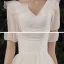 Affordable White Chiffon Outdoor / Garden Wedding Dresses 2021 A-Line / Princess V-Neck Puffy Short Sleeve Backless Floor-Length / Long Ruffle