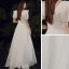 Affordable White Chiffon Outdoor / Garden Wedding Dresses 2021 A-Line / Princess V-Neck Puffy Short Sleeve Backless Floor-Length / Long Ruffle