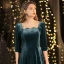 Vintage / Retro Ink Blue Winter Dancing Prom Dresses 2021 A-Line / Princess Square Neckline 3/4 Sleeve Beading Pearl Glitter Polyester Floor-Length / Long Ruffle Backless Formal Dresses